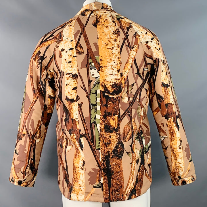 RIPNREPAIR Size S Beige Brown White Camo Polyester Snaps Jacket