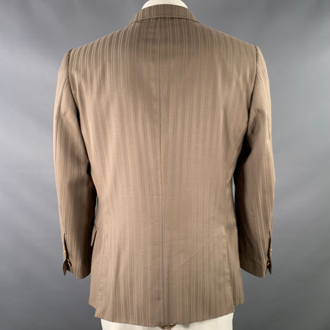ASTOR & BLACK Size 46 Blue Taupe Stripe Single Breasted Peak Lapel Sport Coat