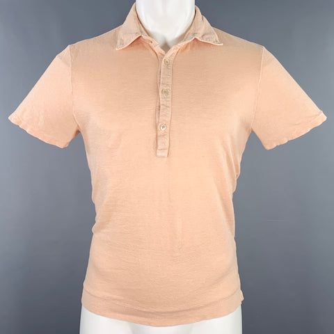BOGLIOLI Size XS Pink Linen Half Placket Polo
