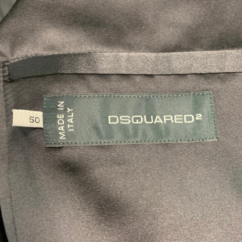 DSQUARED2 Size 40 Black Grey Plaid Cotton Blend Peak Lapel Sport Coat