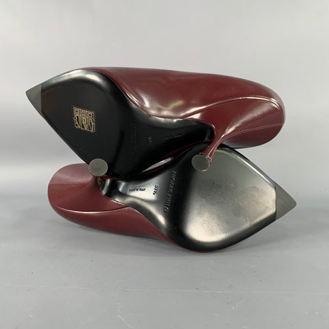 PHOEBE PHILO Size 7.5 Burgundy Leather Pointed Toe Pumps