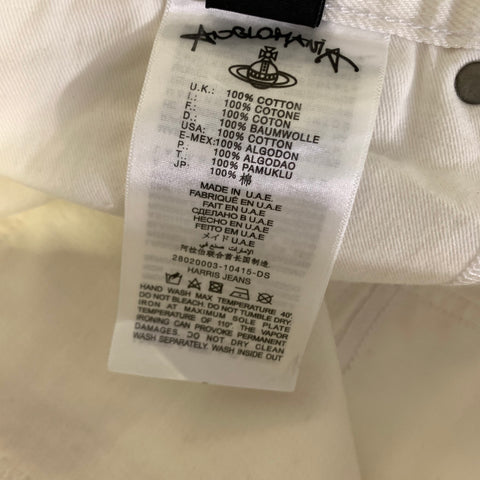 VIVIENNE WESTWOOD Size 32 White Multi Color Graffiti Cotton Casual Pants