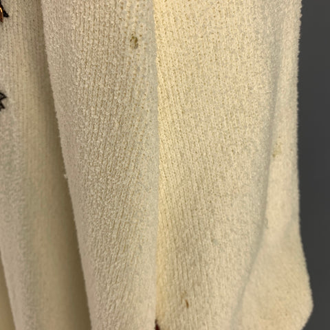 GUCCI Talla XS Bata con cinturón de rizo con cuentas, color crema, rojo y azul