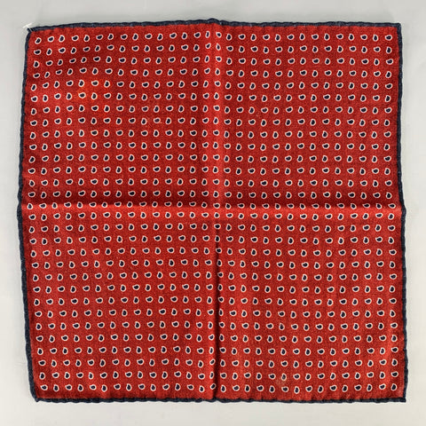 BRUNELLO CUCINELLI Burgundy Navy Paisley Pocket Square