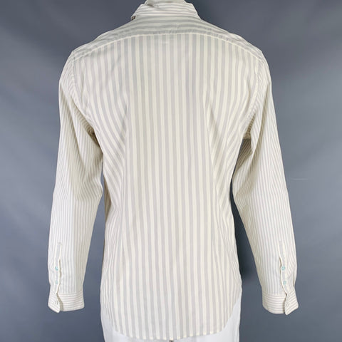 PAUL SMITH Size XXL Grey Beige Stripe Cotton Button Up Long Sleeve Shirt