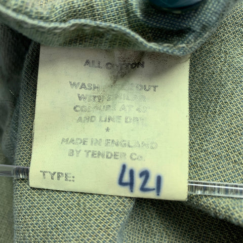 TENDER CO. Size L Green Wash Cotton Nehru Collar Long Sleeve Shirt