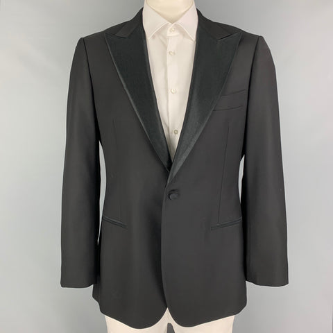 SUITSUPPLY Size 44 Black Wool Tuxedo Sport Coat