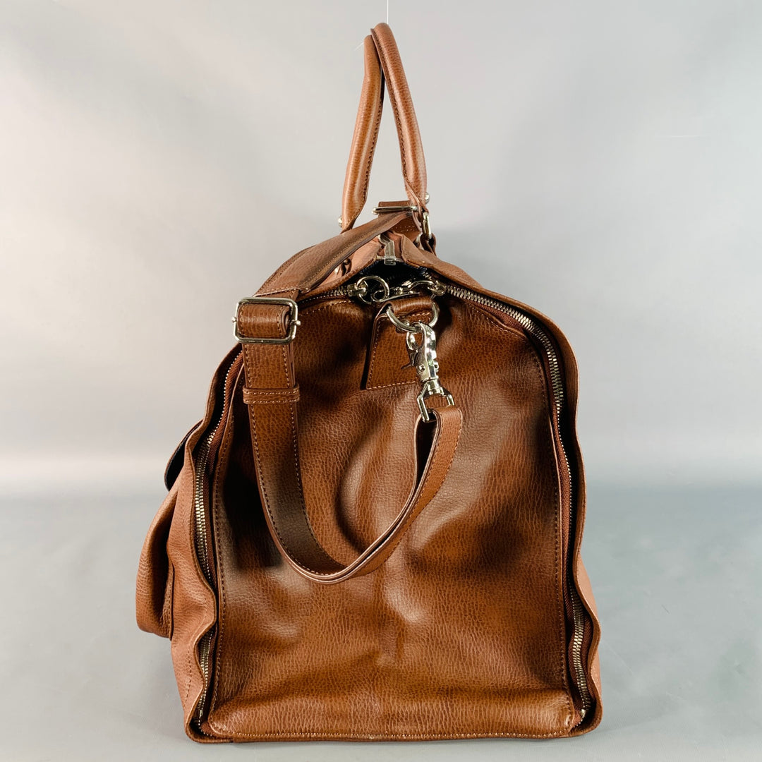 HOOK & ALBERT Brown Leather Convertible Weekender Garment Bag