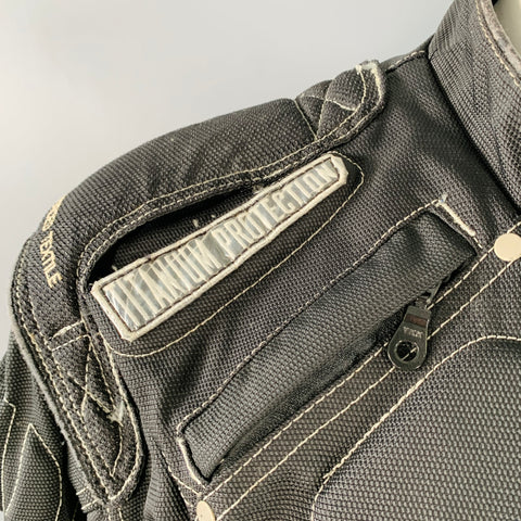 Blouson de moto ICON taille L, modèle TiMAX, noir/argent, en nylon