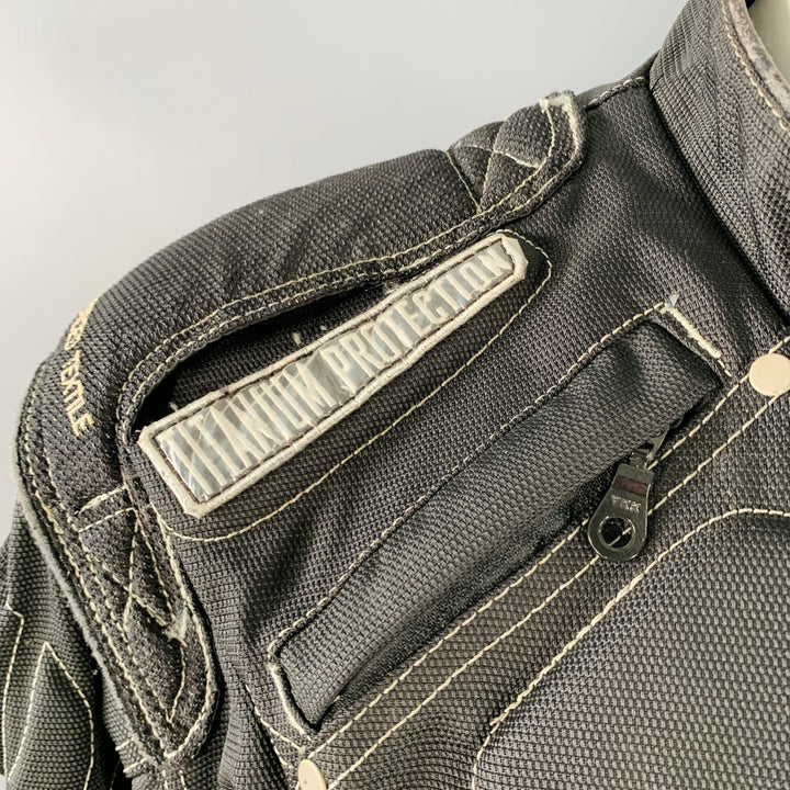 ICON Size L TiMAX Black Silver Nylon Motorcycle Jacket