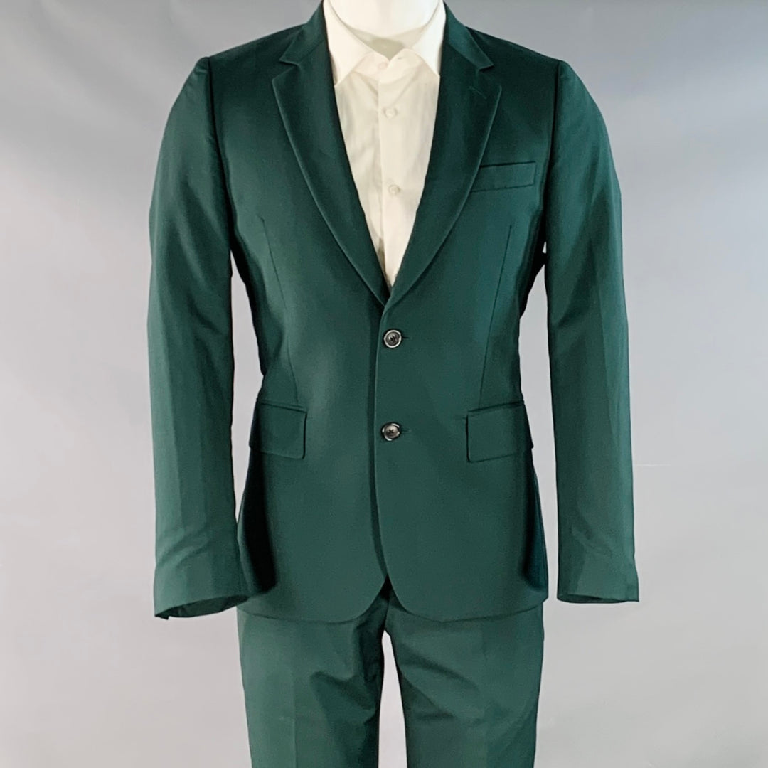 PAUL SMITH Size 38 Regular Green Wool Mohair Notch Lapel Suit