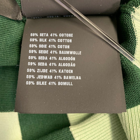 PRADA Size L Green Light Green Jersey Stripe Silk Cotton Short Sleeve Pullover