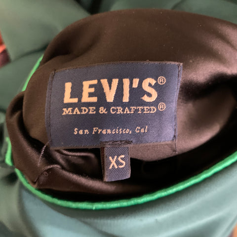 LEVI'S Size XS Green Pink Polyester Reversible Bomber Jacket