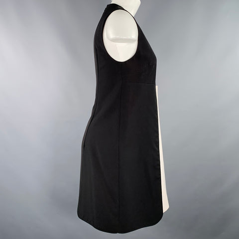 MISHA NONOO Size 4 Black White Polyester Blend Two Tone Shift Cocktail Dress