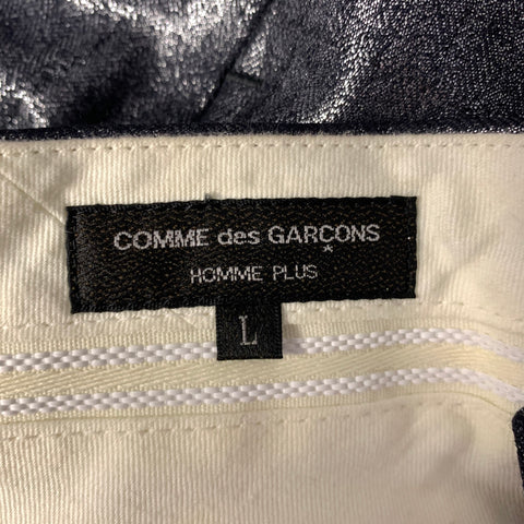 COMME des GARCONS Size 36 Grey Silver Window Pane Metallic Chap Panel Pants