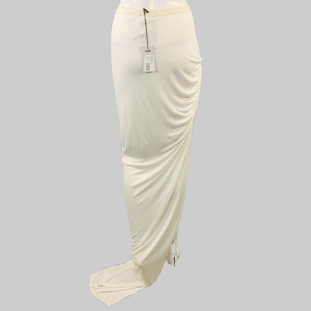 RICK OWENS LILIES Size 4 Twist Edfu White Jersey Asymmetrical Long Skirt