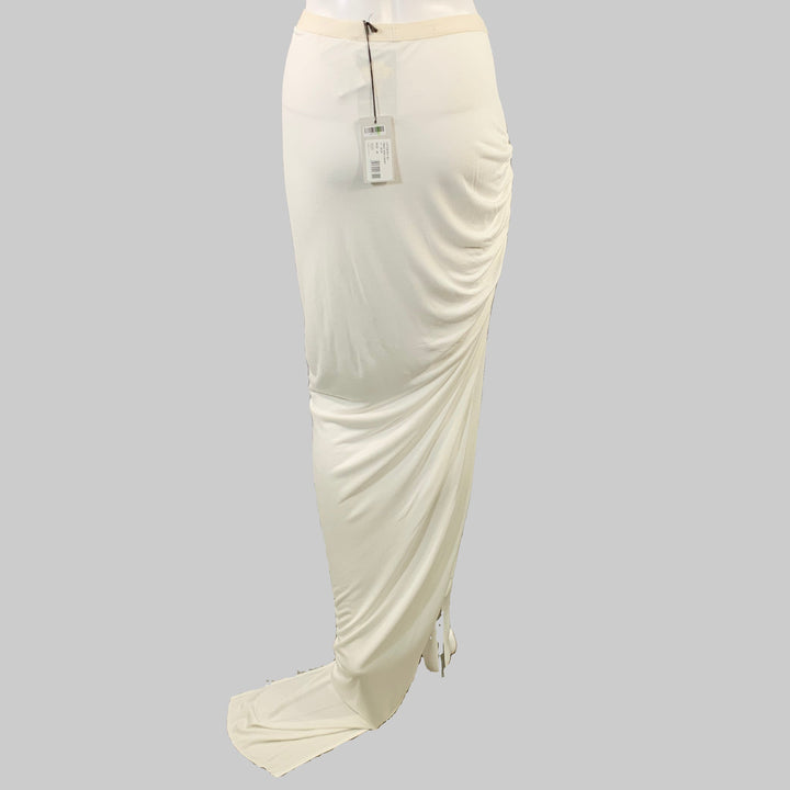 RICK OWENS LILIES Size 4 Twist Edfu White Jersey Asymmetrical Long Skirt