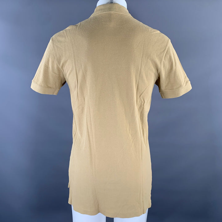 RALPH LAUREN Size S Khaki Brown Logo Cotton Ribbed Polo