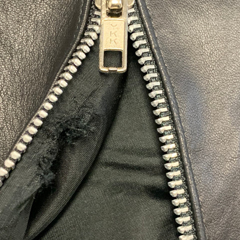 THIERRY MUGLER Size 10 Black Lambskin Leather Zip Up Jacket