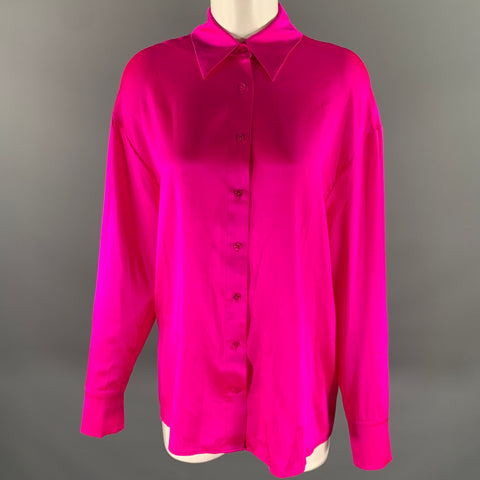 RETROFETE Size XS Pink Silk Spandex Button Up Shirt