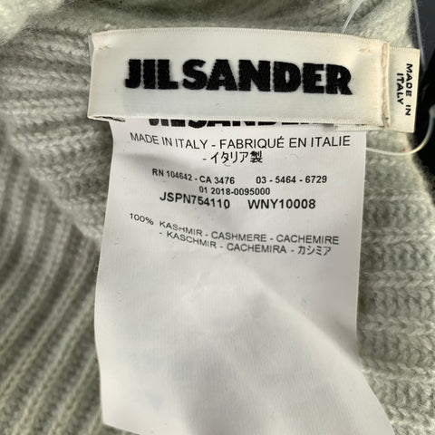 JIL SANDER Green Mint Ribbed Cashmere Knit Beanie Hat