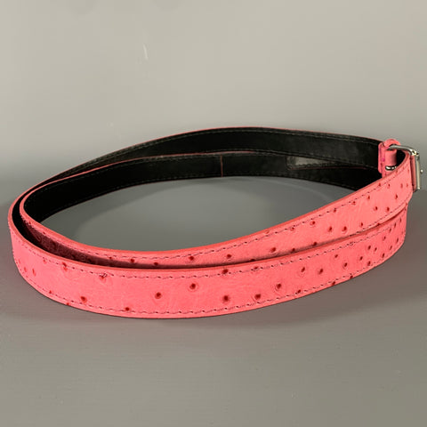MAX MARA Waist Size S Pink Textured Ostrich Leather Belt