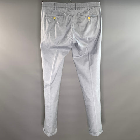 GANT RUGGER Size 32 Blue Light Blue Geometric Cotton Blend Cuffed Dress Pants