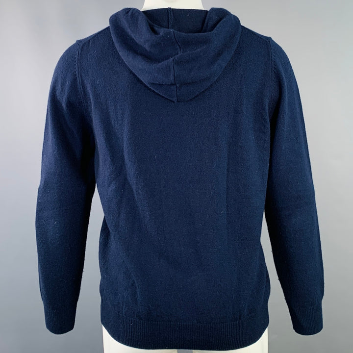 ASPESI Size M Navy Wool Yak Cashmere Hooded Pullover