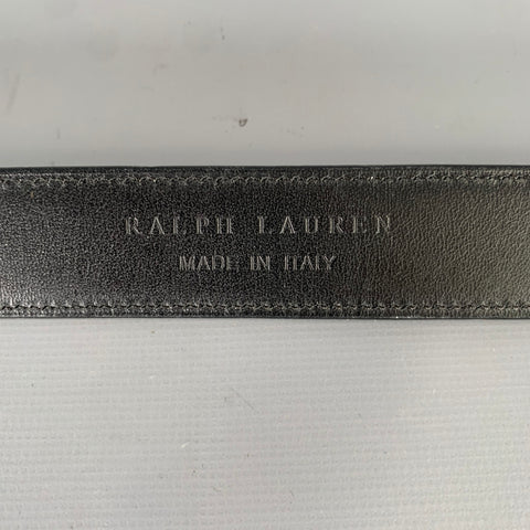 RALPH LAUREN Size 36 Black Leather Sterling Silver Belt