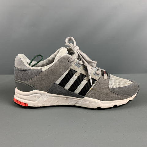 ADIDAS Size 8.5 Grey Black Mixed Materials Mesh Low Top Sneakers