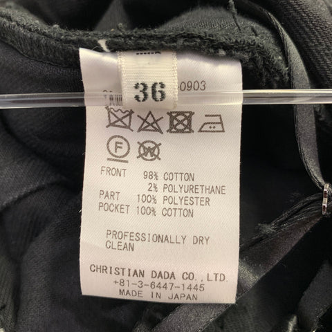 CHRISTIAN DADA Robe Midi en Jean Déstructuré à Bords Effilochés en Coton Mélangé Noir Taille 4