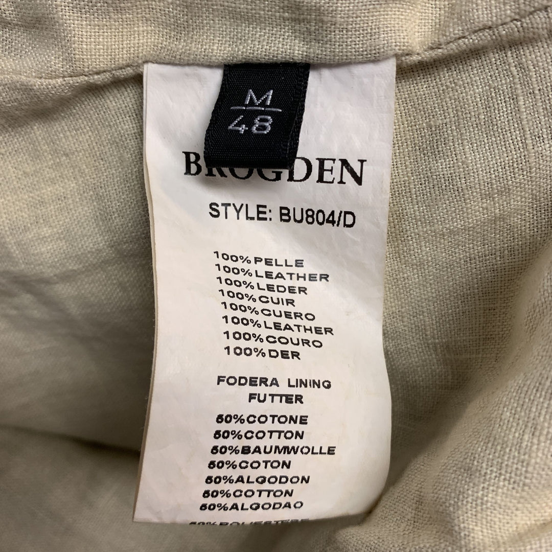 BROGDEN M Tan Distressed Leather Motorcycle Jacket