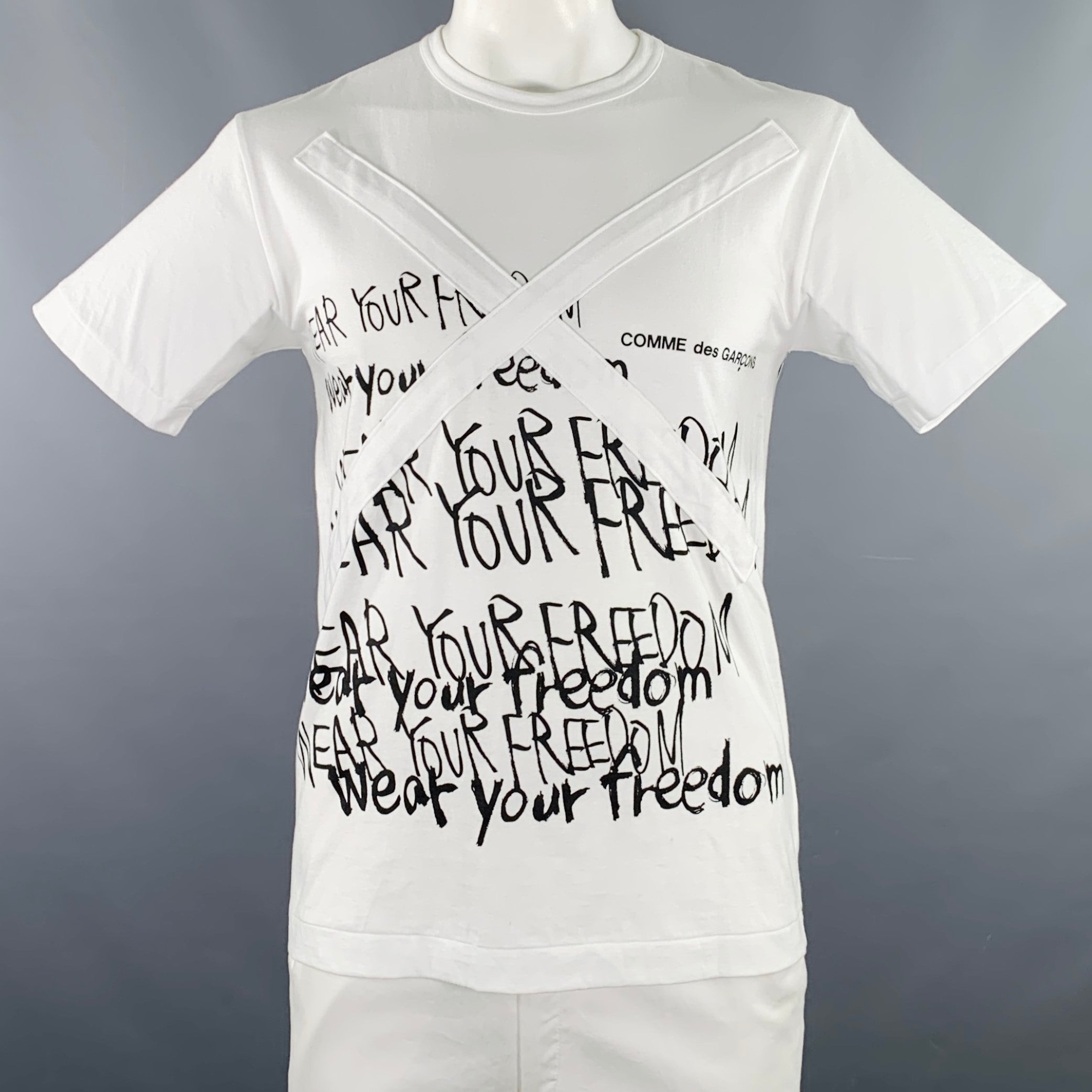 COMME des GARCONS HOMME PLUS 2019 Size M White Black Print Cotton