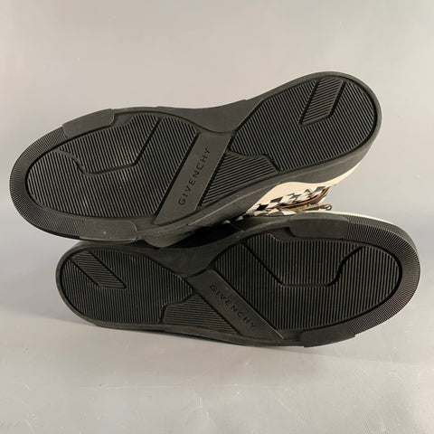 GIVENCHY Size 11 Black White Checkered Leather High Top Sneakers