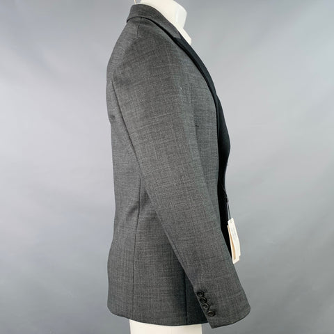 DIRK BIKKEMBERGS Size 36 Grey Black Polyester Wool Peak Lapel Sport Coat