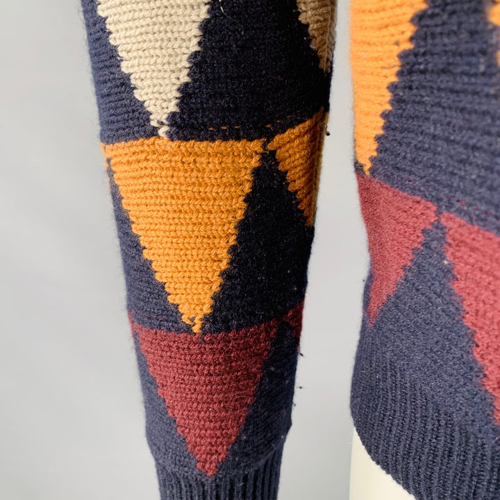 VALENTINO Size S Multi Color Knit Triangles Cashmere Crew Neck Sweater