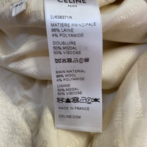 CELINE Size 8 Cream Wool Blend Boucle Two Pockets Snaps Mini Skirt