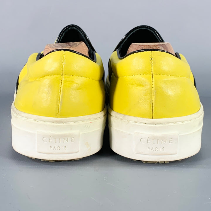 CELINE Size 9 Yellow Leather Slip On Sneakers