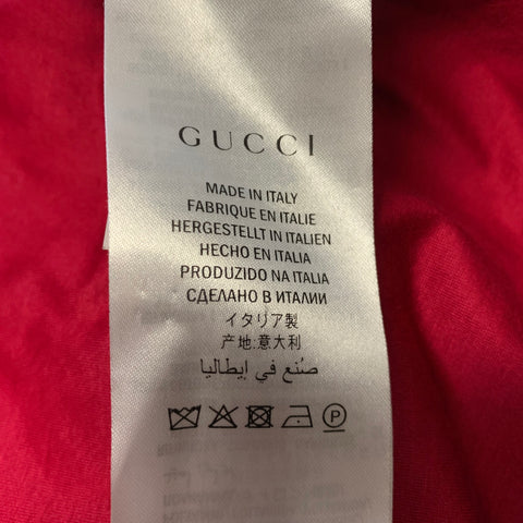 GUCCI Size M Red Cream Cotton Hooded Sweatshirt