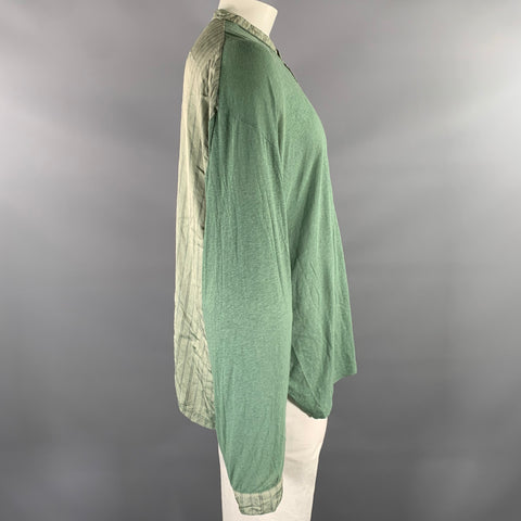 ACNE Taille M Vert Motifs Mixtes Coton Chanvre Henley