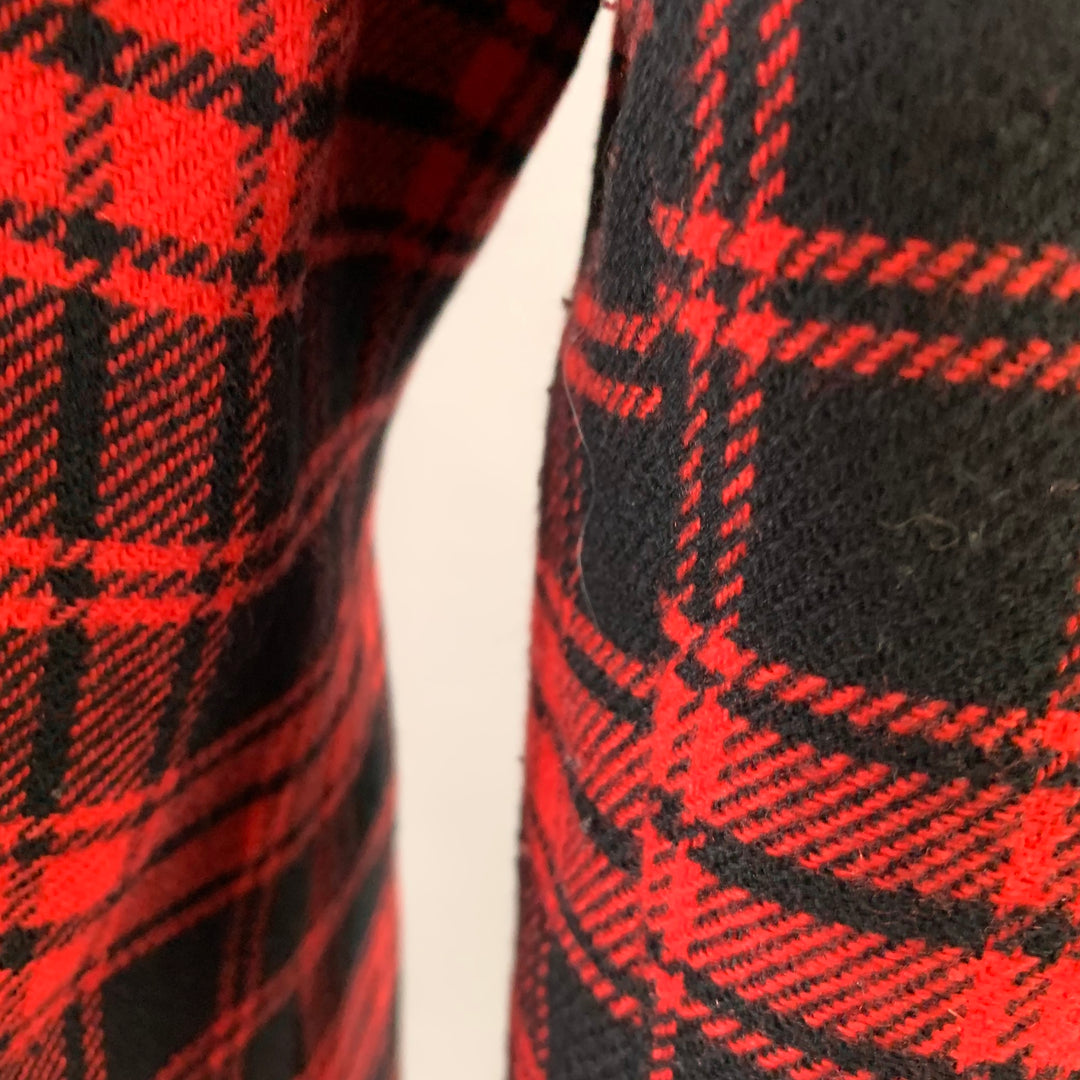 MARC by MARC JACOBS Size M Red Black Wool Blend Plaid Double Breasted Coat