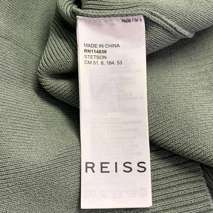 REISS Size M Stetson Green White Contrast Trim Viscose Blend Zip Up Polo