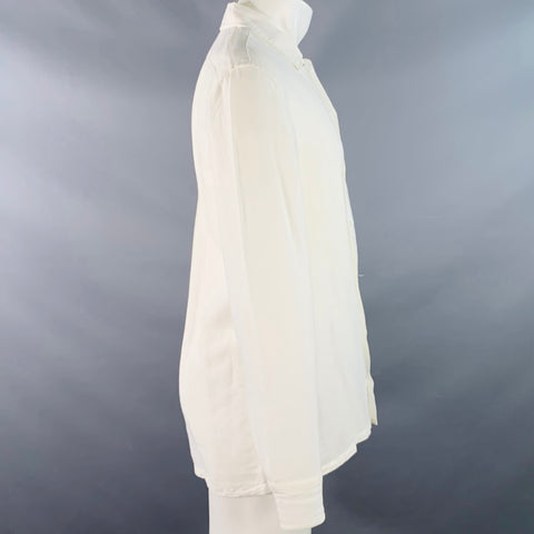 ERMENEGILDO ZEGNA Size M White Spread Collar Long Sleeve Shirt