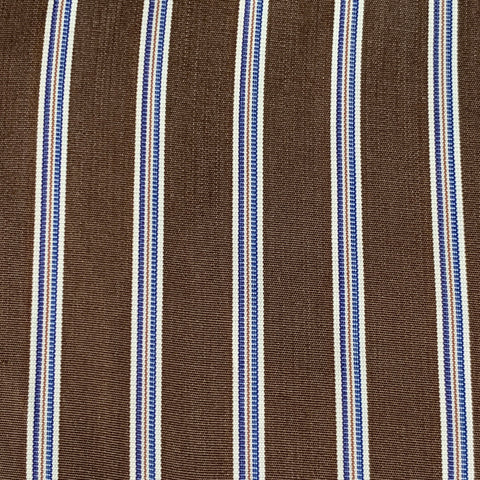 YVES SAINT LAURENT Size S Brown Navy White Stripe Button Down Collar Cotton Long Sleeve Shirt