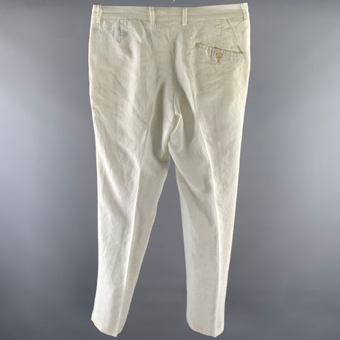 RUBINACCI Size 32 White Linen Flat Dress Pants