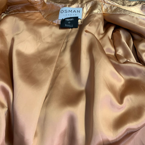 OSMAN LONDON Size 6 Rose Gold Polyester Metallic Belted Coat