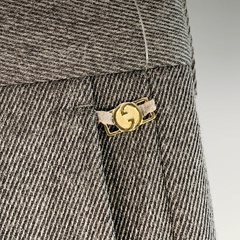 GUCCI Size 34 Grey Twill Wool Tapered Button Fly Dress Pants