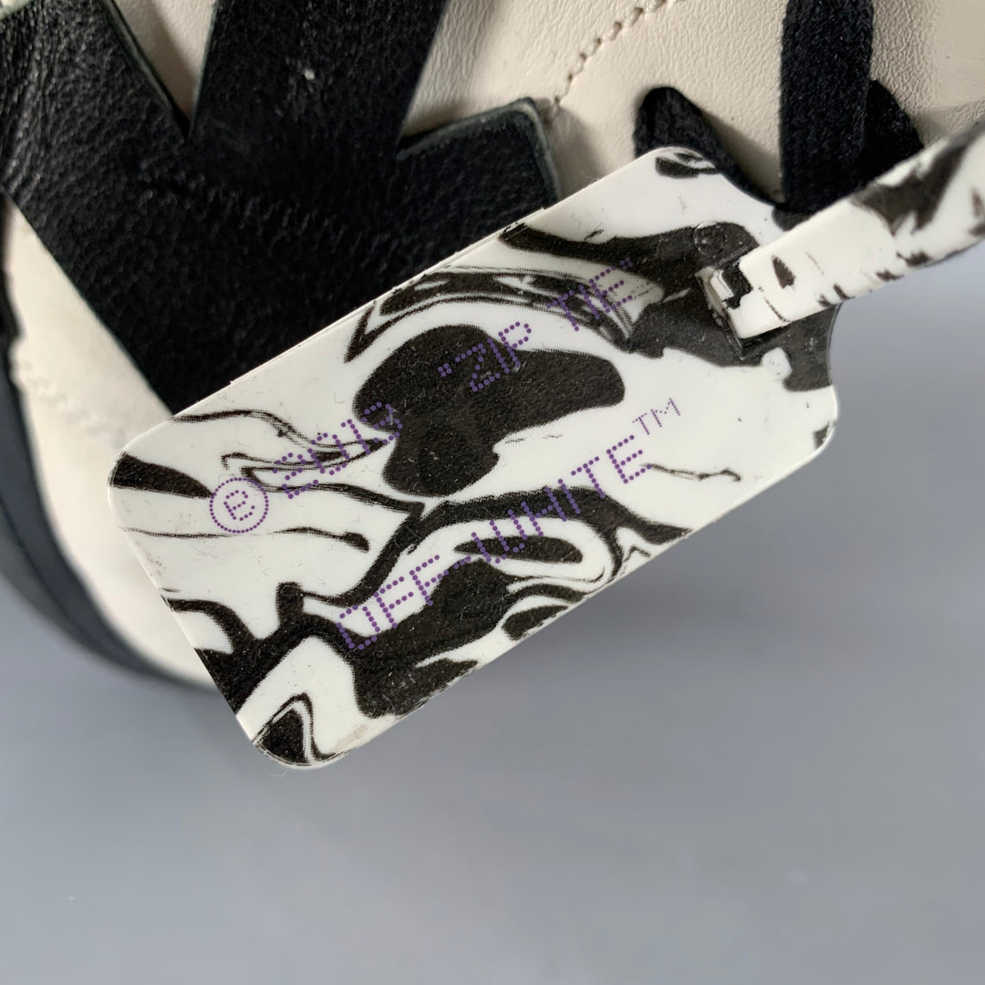 OFF-WHITE Size 12 Off White Black & Orange Leather High Top Sneakers