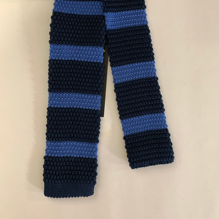 BURBERRY Navy Blue Knit Silk Tie