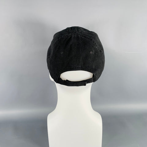 BALENCIAGA Size L Black Red Logo Cotton Baseball Cap Hat